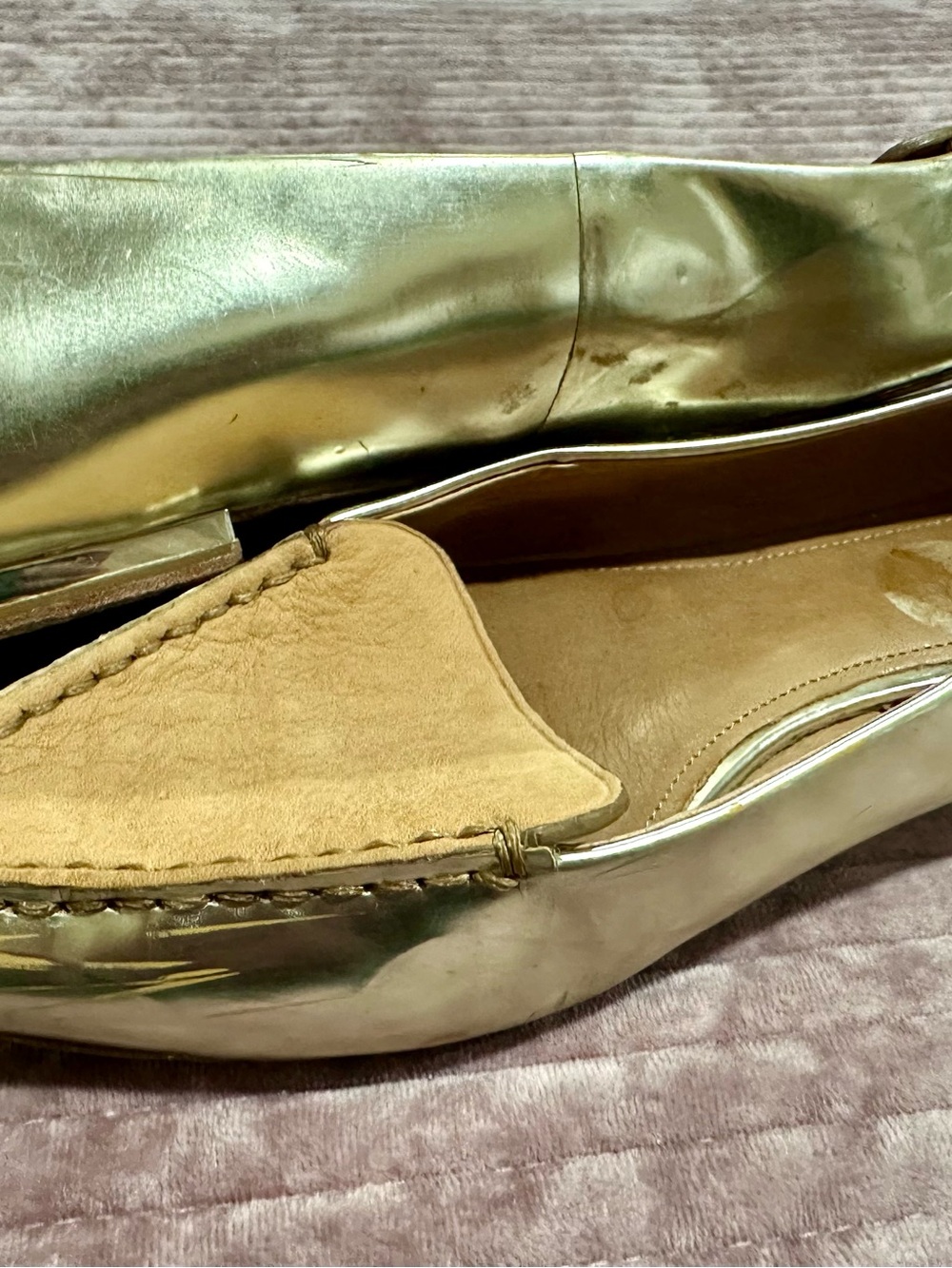 Coach Metallic Leather Flats Walsh Model Pointed Toe SZ 11 B Slip-On Loafer - Picture 6 of 10